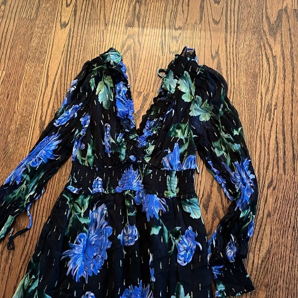 By Anthropologie size M The Odetta Ruffled V-Neck Midi Dress - Picture 5 of 6